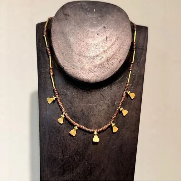 Pre-Colombian Gold and Wood Beaded Necklace - Picture 5 of 6